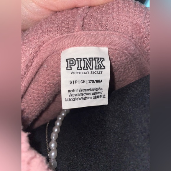 Victoria's Secret PINK Varsity Sherpa Half Zip Pullover Hoodie Pink Colorblock S - Picture 8 of 9